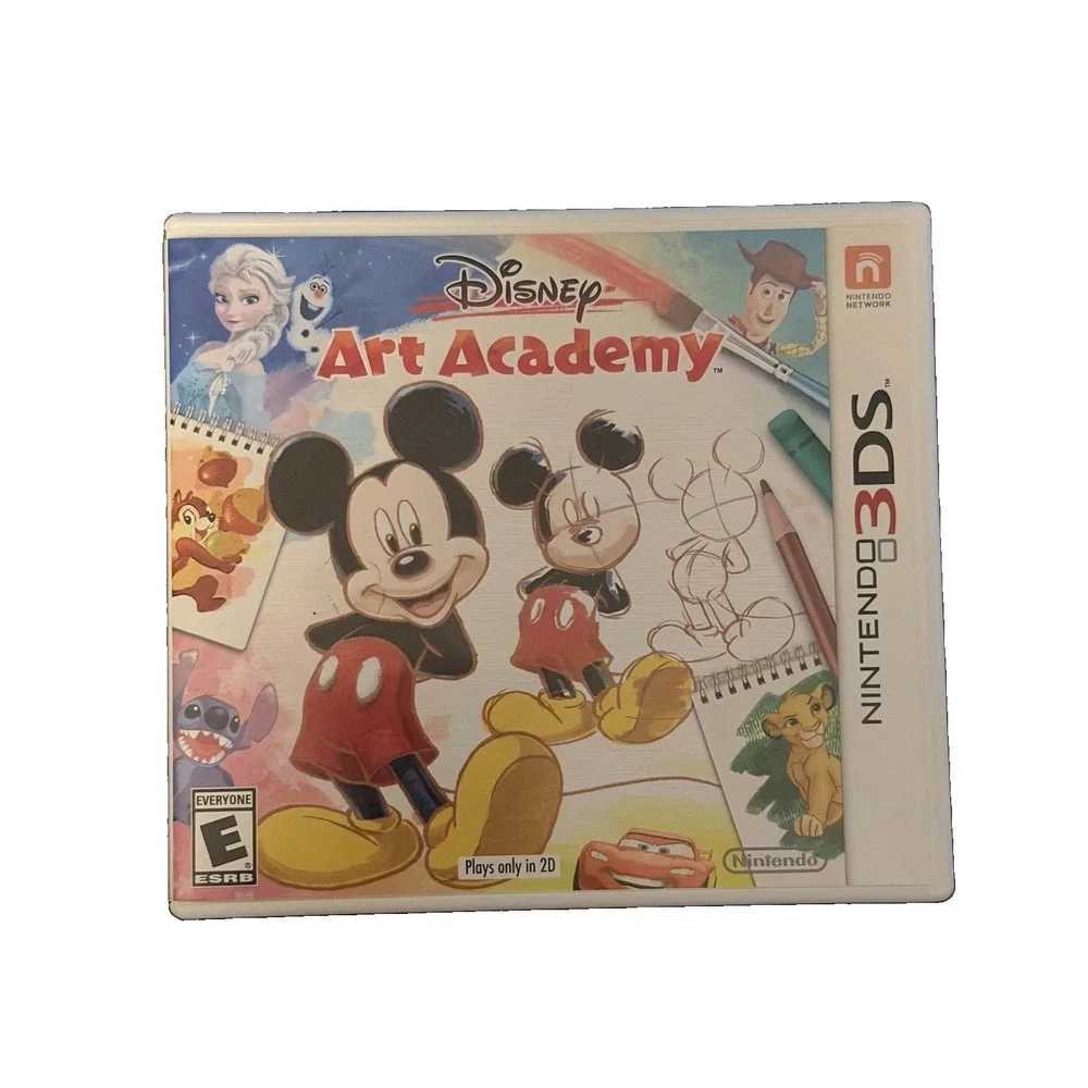 Disney Art Academy - Nintendo 3DS - Mickey Cars Frozen Pooh Drawing - Tested
